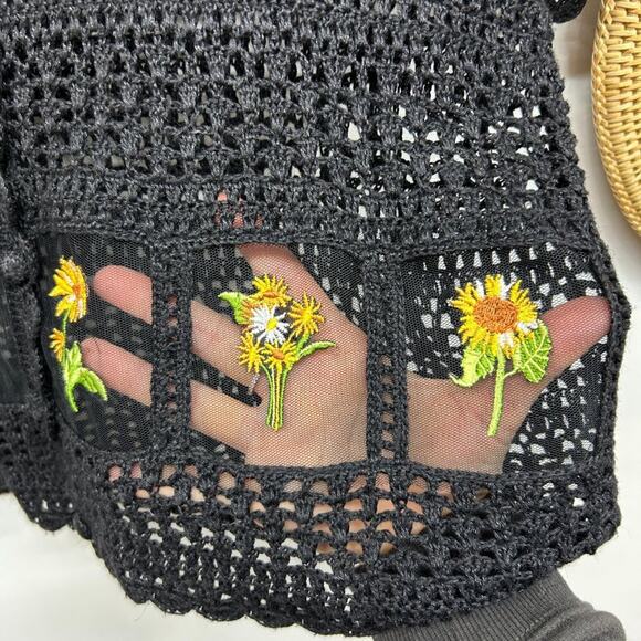 Vintage Y2K 2000s 90s Teddi Crochet Knit Short Sleeve Cardigan Sweater Tee 6 - Picture 6 of 7